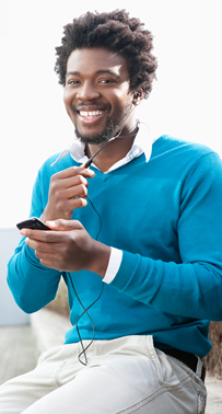 man in blue sweater